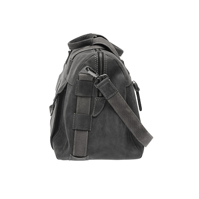 Сумка дорожная KLONDIKE Native, натуральная кожа в черном цвете, 52 х 25 х 35 см