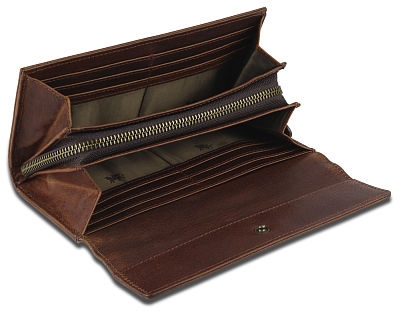 Кошелек Mano "Don Leon", натуральная кожа в коричневом цвете, 19 х 10 см