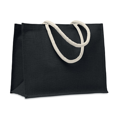 Jute bag with cotton handle (Чёрный)