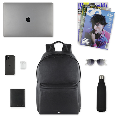 Рюкзак мужской BUGATTI Rico, черный, полиуретан, 32 x 18 x 44 см