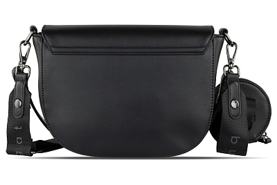 Сумка наплечная женская BUGATTI Almata, с кошельком, чёрная, полиуретан, 27х6х18,5 см