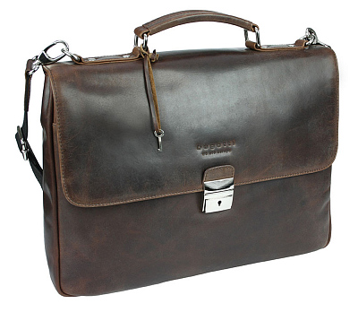 Портфель BUGATTI Romano 15'' , натуральная воловья кожа, 39х8х30 см (Коричневый)