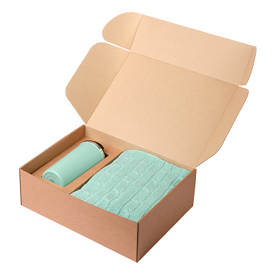 Подарочный набор Палермо, Фадо (Palermo, Fado), аква (плед, термокружка)