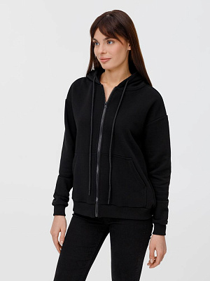 Толстовка унисекс оверсайз на молнии Zippy Terry, белая (Чёрный)