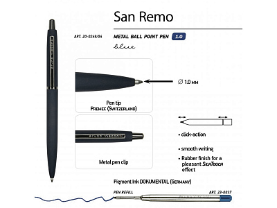 Ручка металлическая шариковая San Remo, софт тач