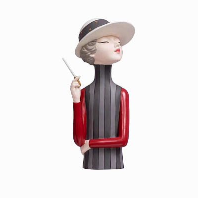 Статуэтка  &amp;quot;Девушка с сигарой&amp;quot;  (Серый/красный)
