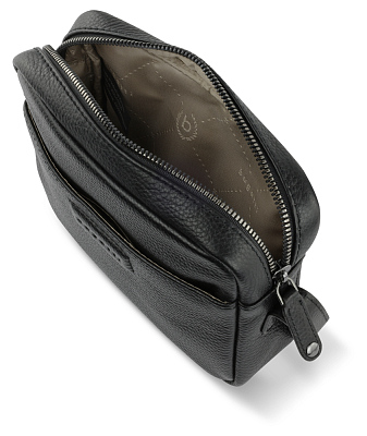 Сумка кросс-боди женская BUGATTI Elsa, чёрная, воловья кожа/полиэстер, 19х5,5х14 см