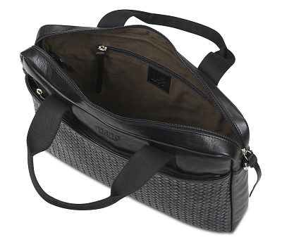 Сумка Mano "Don Luca", натуральная кожа в черном цвете, 37 х 27 х 6 см