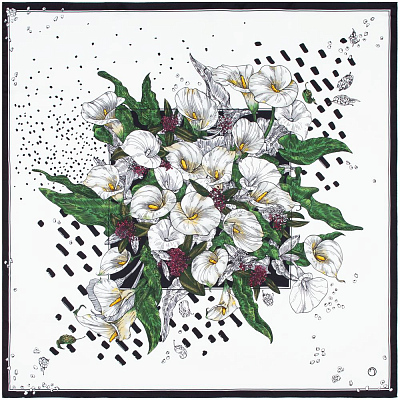 Платок шелковый Delicate каллы