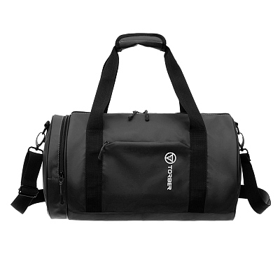 Сумка спортивная TORBER Mobi, чёрный, полиэстер 900D с PU покрытием, 45 х 25 х 25 см (Черный)