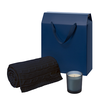 Подарочный набор Enigma. Fado  (свеча, плед) (Синий)