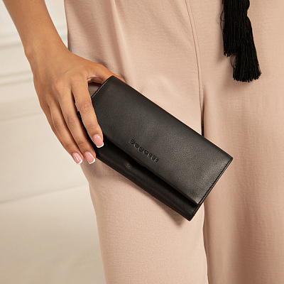 Кошелёк BUGATTI Vertice, чёрный, натуральная воловья кожа, 19,2х3х9,3 см