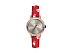 Корпус- розовое золото, циферблат- белый, крепление- красный