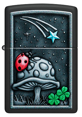 Зажигалка ZIPPO Ladybug Design с покрытием Black Matte, латунь/сталь, черная, матовая, 38x13x57 мм