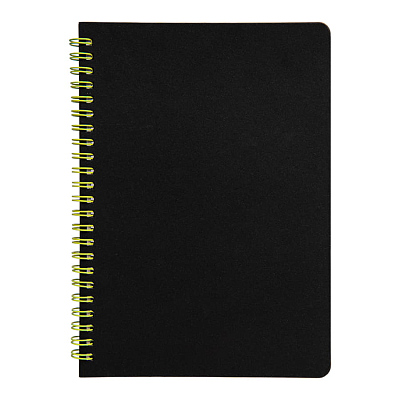Блокнот на двойной пружине HELIX, 143 х 205 мм, черный с желтым, блок в линейку
