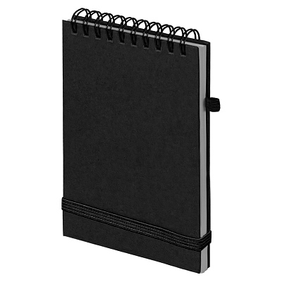 Блокнот на спирали MEMO, размер 95х145 мм, черный, блок в клетку (Чёрный)