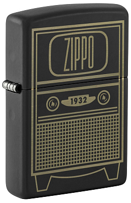 Зажигалка ZIPPO Vintage TV Design с покрытием Black Matte, латунь/сталь, черная, 38x13x57 мм (Черный)