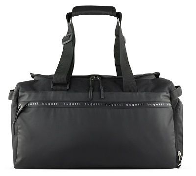 Сумка спортивная BUGATTI Blanc Delight, чёрная, нейлон RPET600D/тарпаулин/полиэстер, 47х23х28 см