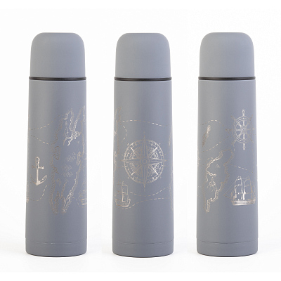 Набор "Гейзер" (термос, 2 кружки), покрытие soft touch, серый