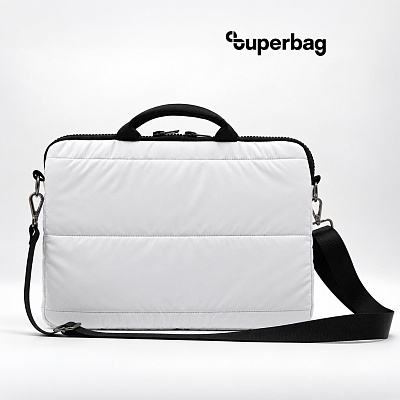 Сумка для ноутбука Superbag Bubble, стёганая, на молнии, с регулируемой лямкой (белый) (Белый)