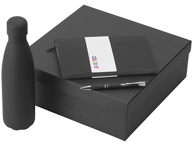 Подарочный набор Color it с блокнотом, металлической ручкой и термобутылкой (Чёрный)