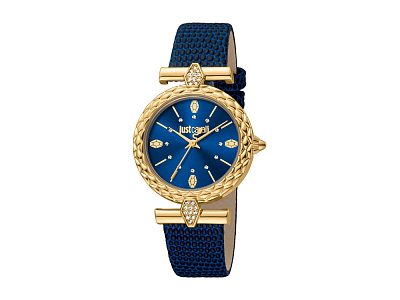 Наручные часы, женские (Корпус- желтое золото, циферблат- синий, крепление- синий)