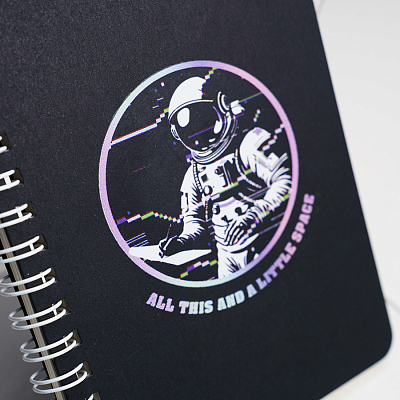 Блокнот на двойной пружине HELIX MINI, 105 х 150  мм, черный с белым, блок в клетку