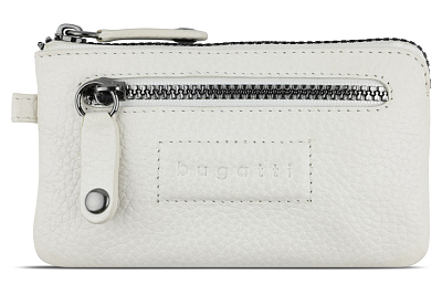 Ключница BUGATTI Elsa, белая, воловья кожа/полиэстер, 12,5х0,5х7 см