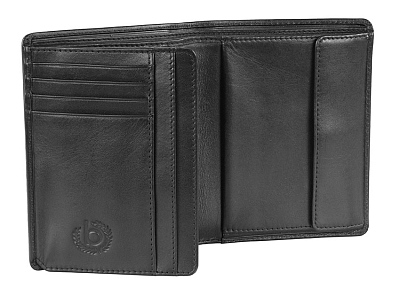 Портмоне BUGATTI Primo, чёрное, натуральная воловья кожа, 10х1,5х12,5 см