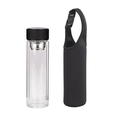 Заварочный термос "Остин" 320 мл в чехле, черный (Чёрный)