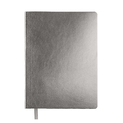 Бизнес-блокнот AURI, формат А5, серебристый, блок в линейку