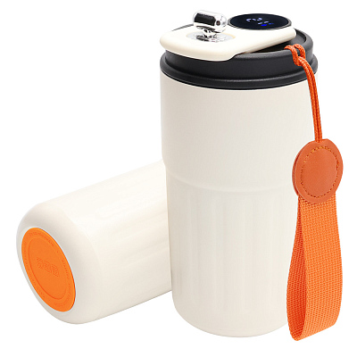 Термокружка Ashly To Go, белая/оранжевая (Белый/оранжевый)