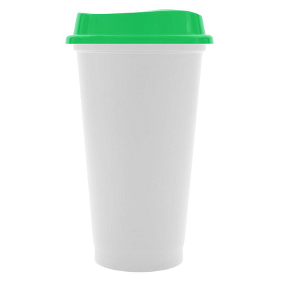 Стакан с крышкой Color Cap White, белый с зеленым (Зеленый)