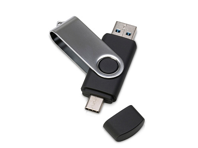 USB3.0/USB Type-C флешка на 32 Гб Квебек C (Чёрный)