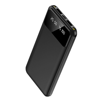 Внешний аккумулятор Dorado 10 000 mAh с фонариком, черный (Чёрный)