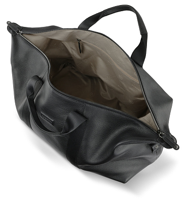 Сумка дорожная BUGATTI Elsa, чёрная, воловья кожа/полиэстер, 47х22х24/30 см