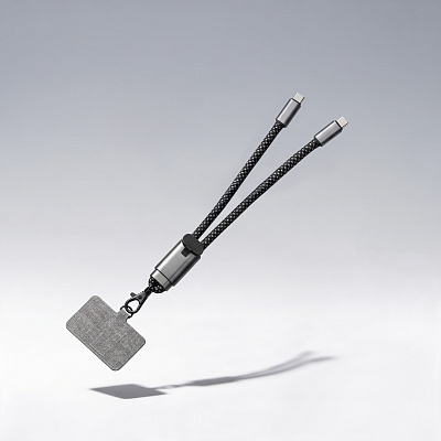 Ремешок-держатель для телефона с зарядным кабелем USB-C - USB-C Lany Wristband Charge Eco (Серый)