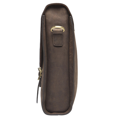 Сумка KLONDIKE «Brett», натуральная кожа в темно-коричневом цвете, 38 х 33 х 7 см