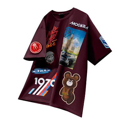 Футболка оверсайз STAN хлопок 240, 56_CCCР (Бордовый)