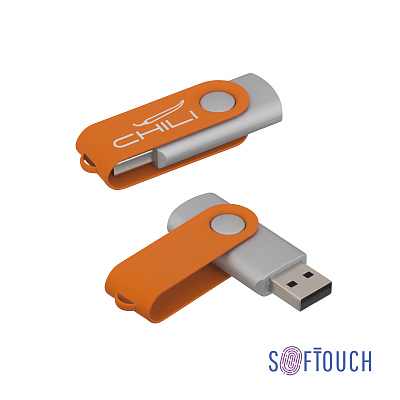 Флеш-карта "Vostok", объем памяти 16GB, покрытие soft touch#  (Оранжевый)