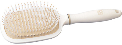 Щетка Dewal Beauty серия "Крем брюле" массажная на подушке с пластиковым штифтом, квадратная (Бежевый)