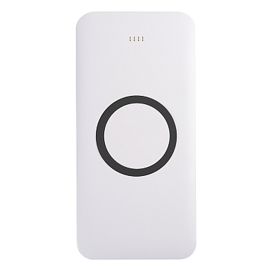 Универсальный аккумулятор с функцией беспроводной зарядки SATURN,белый с черным,15х7,3х1,2см (Белый, черный)