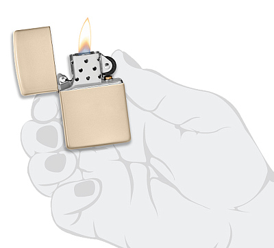 Зажигалка ZIPPO Classic с покрытием Flat Sand, латунь/сталь, бежевая, глянцевая, 38x13x57 мм