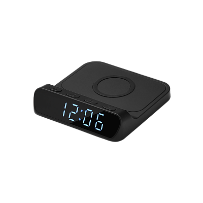 Зарядная станция с часами 15W Rigel, черная (Чёрный)
