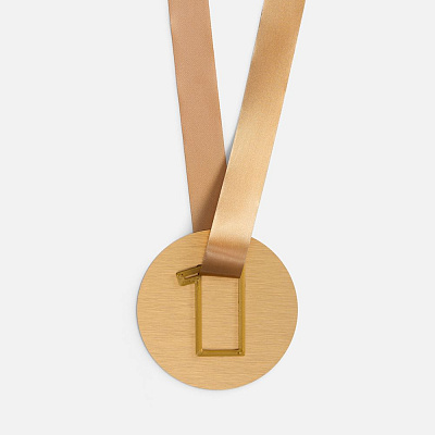 Медаль Fundo, золотистая с 3D-подвеской Symbol, цифра 1 (Золотистый)
