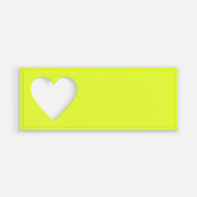 Лейбл из ПВХ с вырубкой «Сердце»  неон (Желтый)