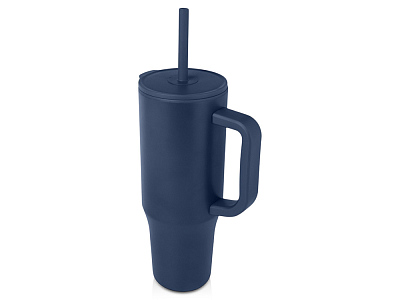 Герметичная термокружка Brady с силиконовой трубочкой, переработанная сталь, 900 мл (Тёмно-синий)