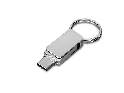 USB 2.0- флешка Mercury на 16 Гб с поворотным механизмом и дополнительным разъемом Type-C (Серебристый)