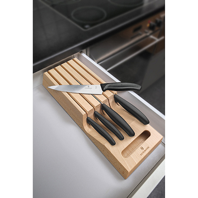 Набор из 5 кухонных ножей VICTORINOX, в подставке из бука, 43x6,5x14,5 см, 2,14 кг