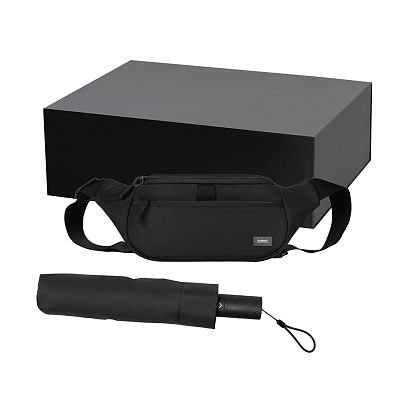 Подарочный набор Boston, Filton, черный (поясная сумка, зонт) (Чёрный)